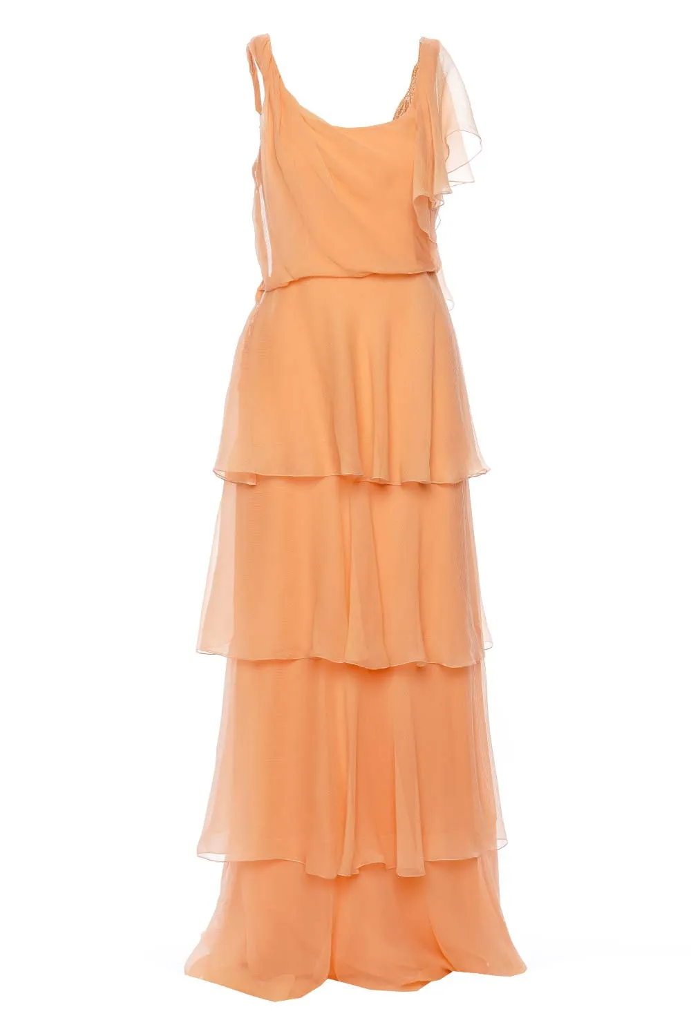 Organic Chiffon Ruffled Maxi Dress