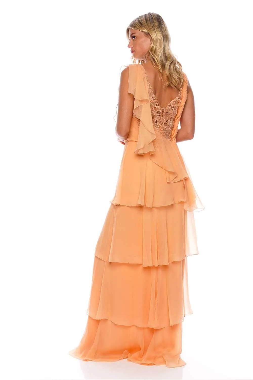 Organic Chiffon Ruffled Maxi Dress