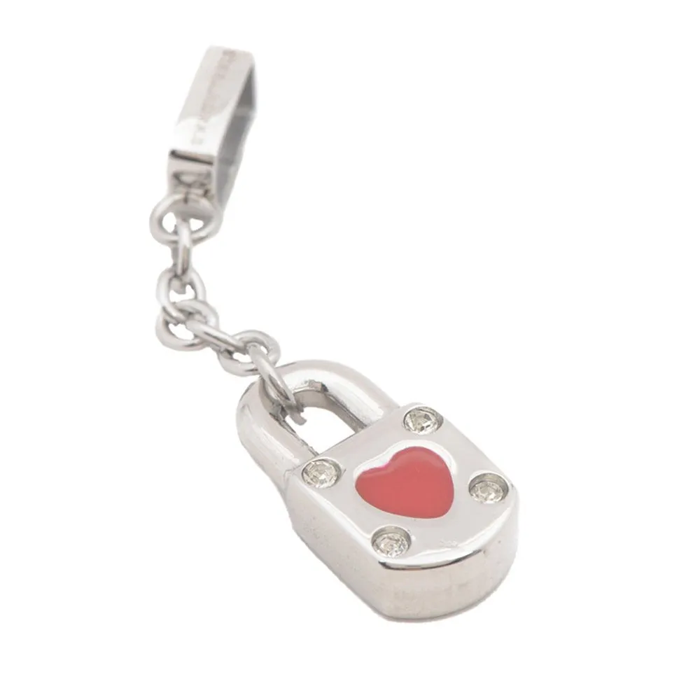 Padlock with Heart Enamel Charm