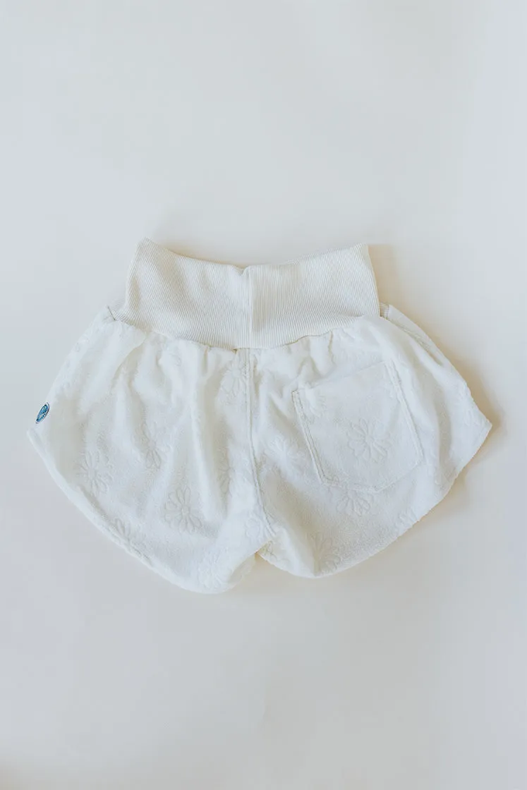 Pau Hana Shorts - Ecru Daisy Terrycloth