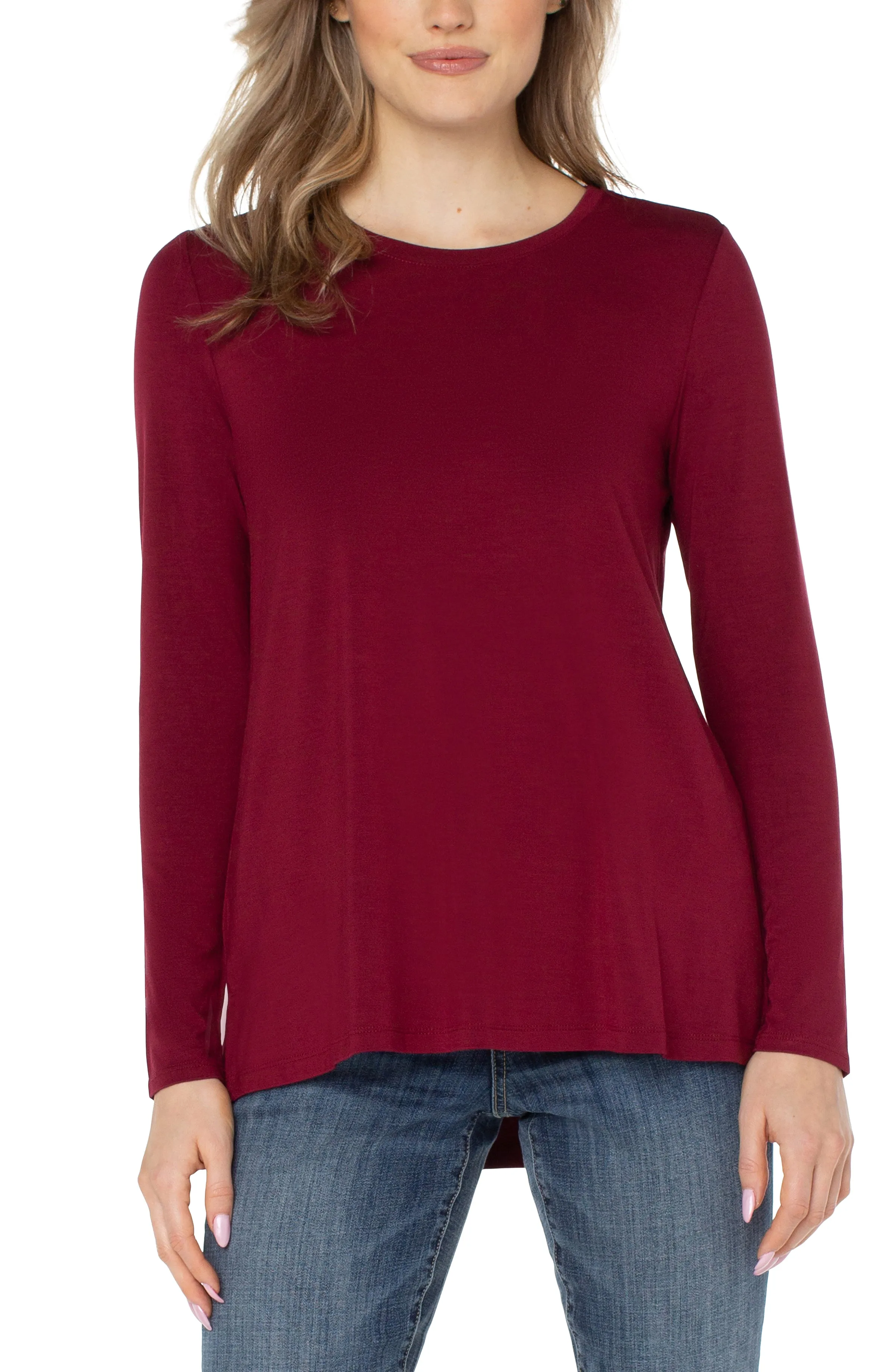 PETITE LONG SLEEVE SCOOP NECK TEE