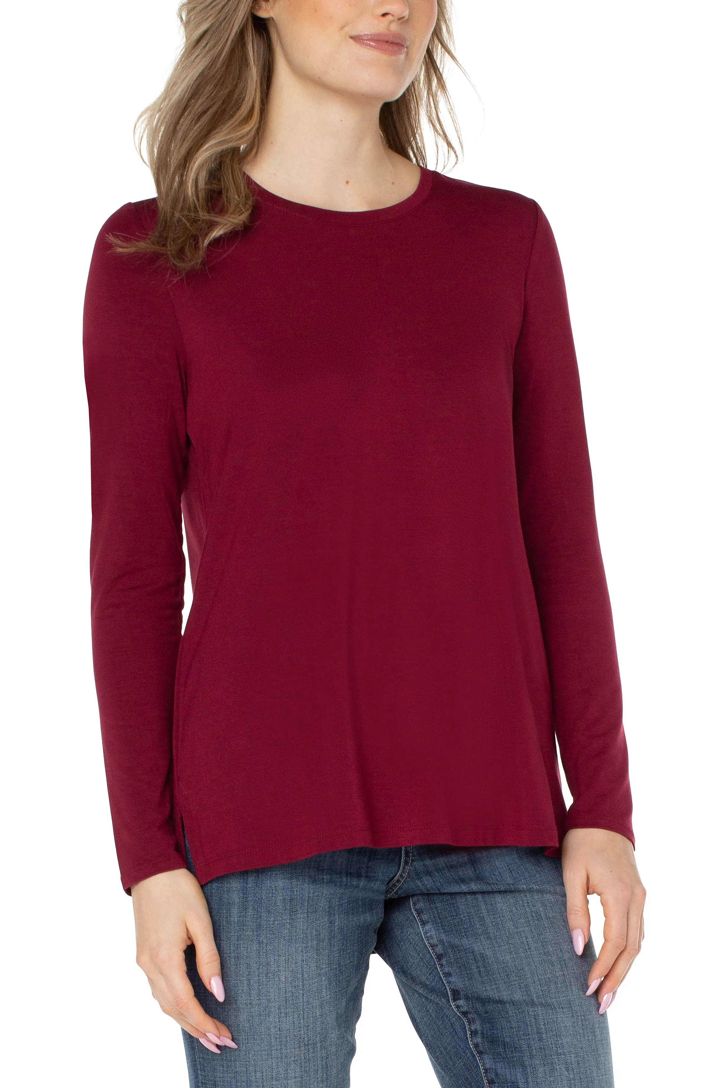 PETITE LONG SLEEVE SCOOP NECK TEE