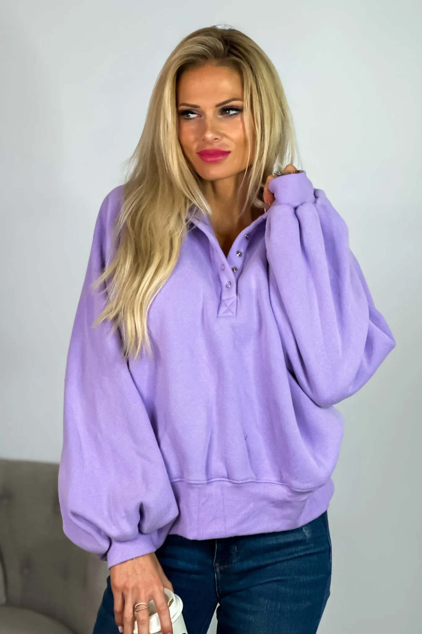 Piper Snap Button Pullover : Lavender