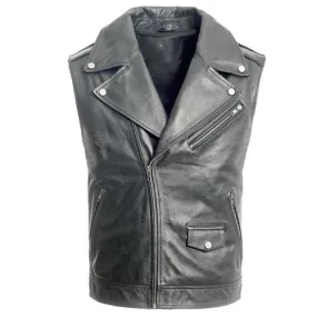 Plain biker leather vest