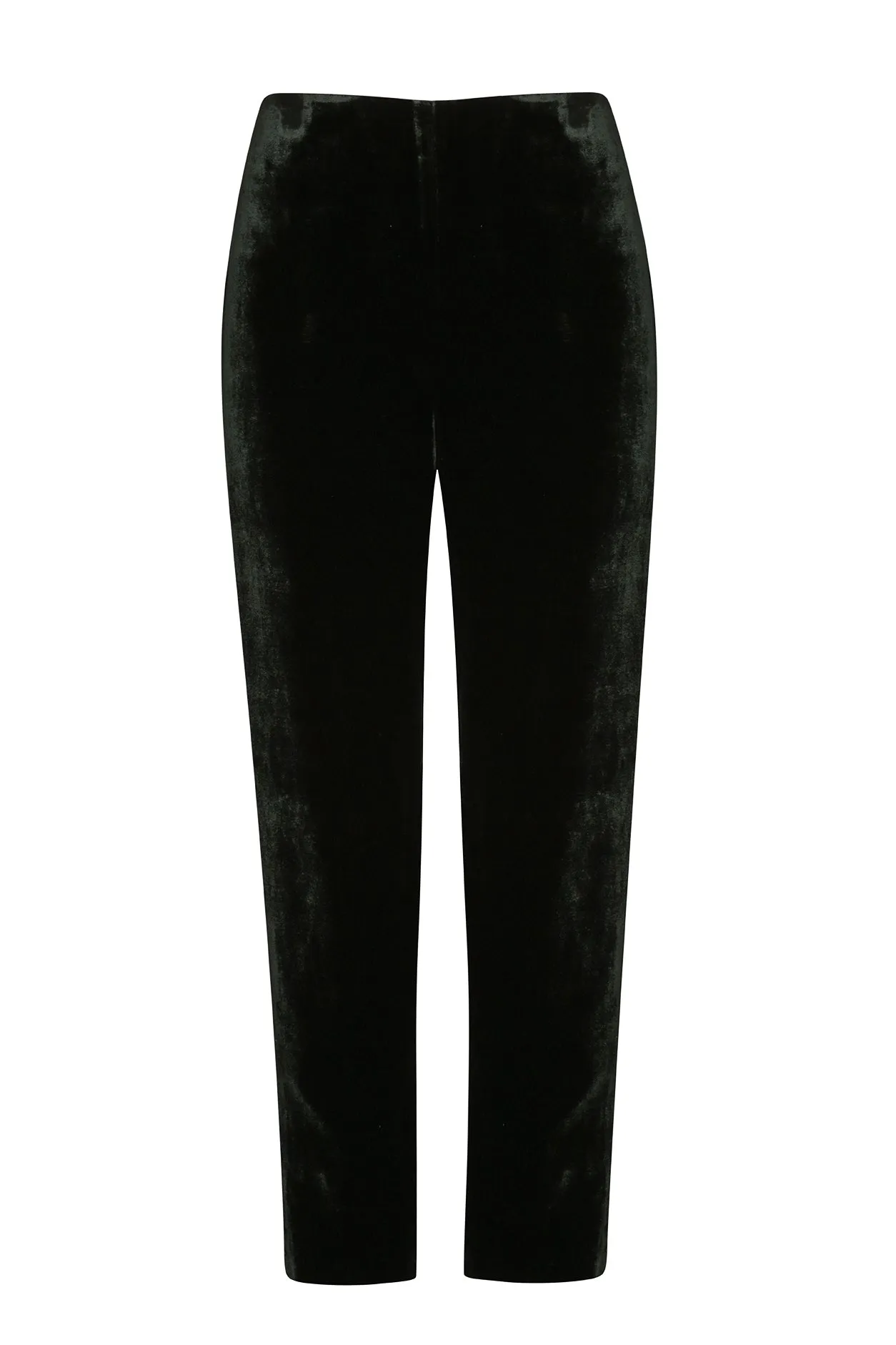 Plain Velvet Narrow Trousers in Dark Green - Phoebe