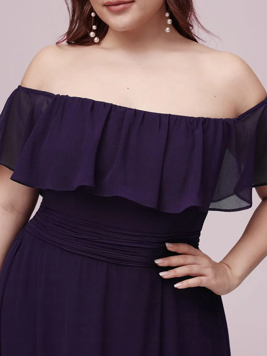 Plus Size Off the Shoulder Formal Bridesmaid Dress with Thigh Split