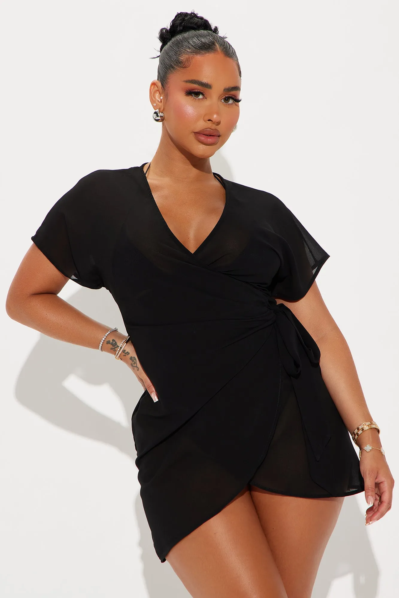 Poolside Vibe Cover Up Dress - Black