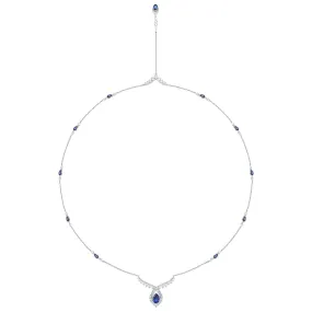 "ENDLESS BLUE" Luxe Marquise Pear Shaped Sapphire Necklace