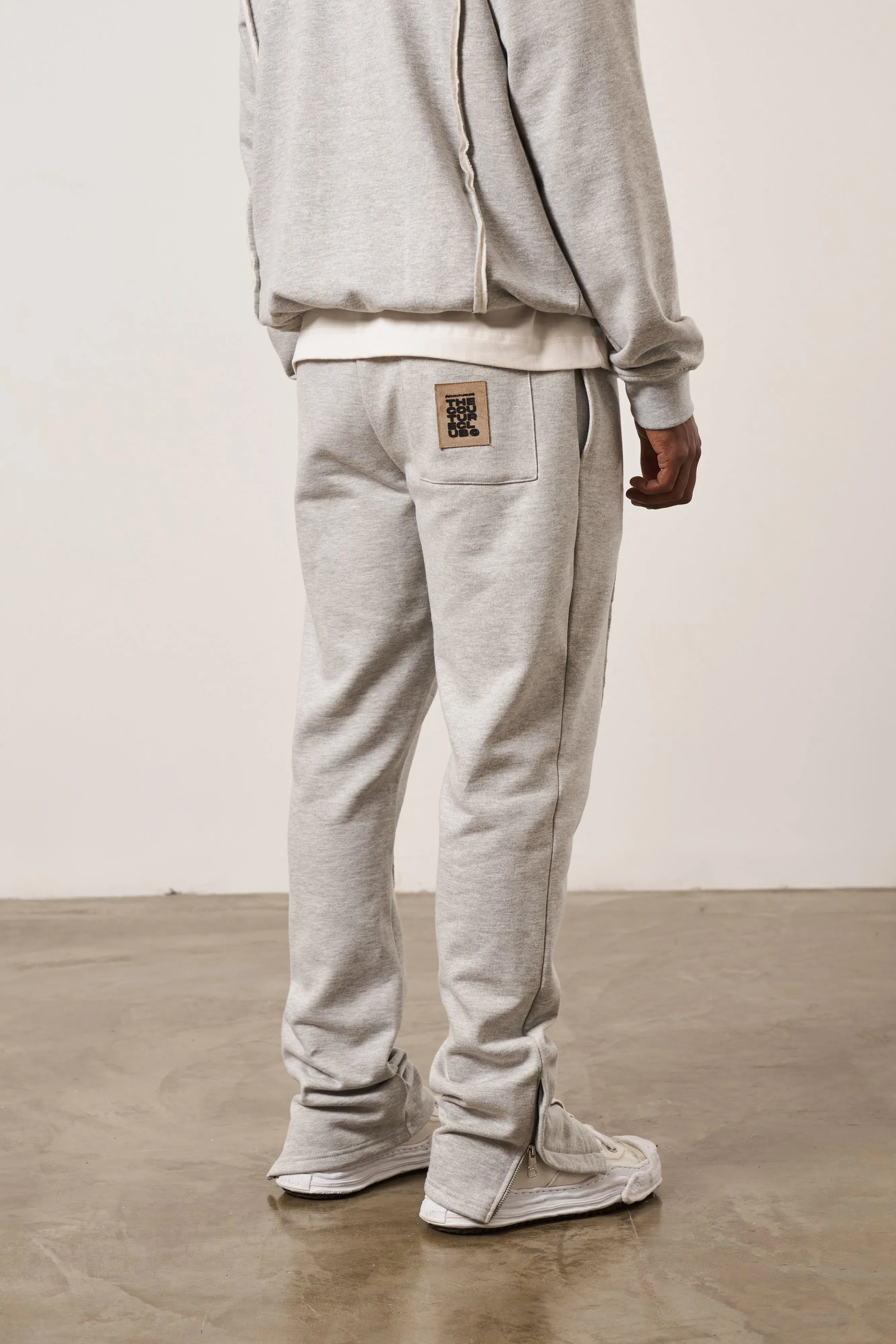 RAW SEAM STRAIGHT LEG JOGGERS - GREY MARL