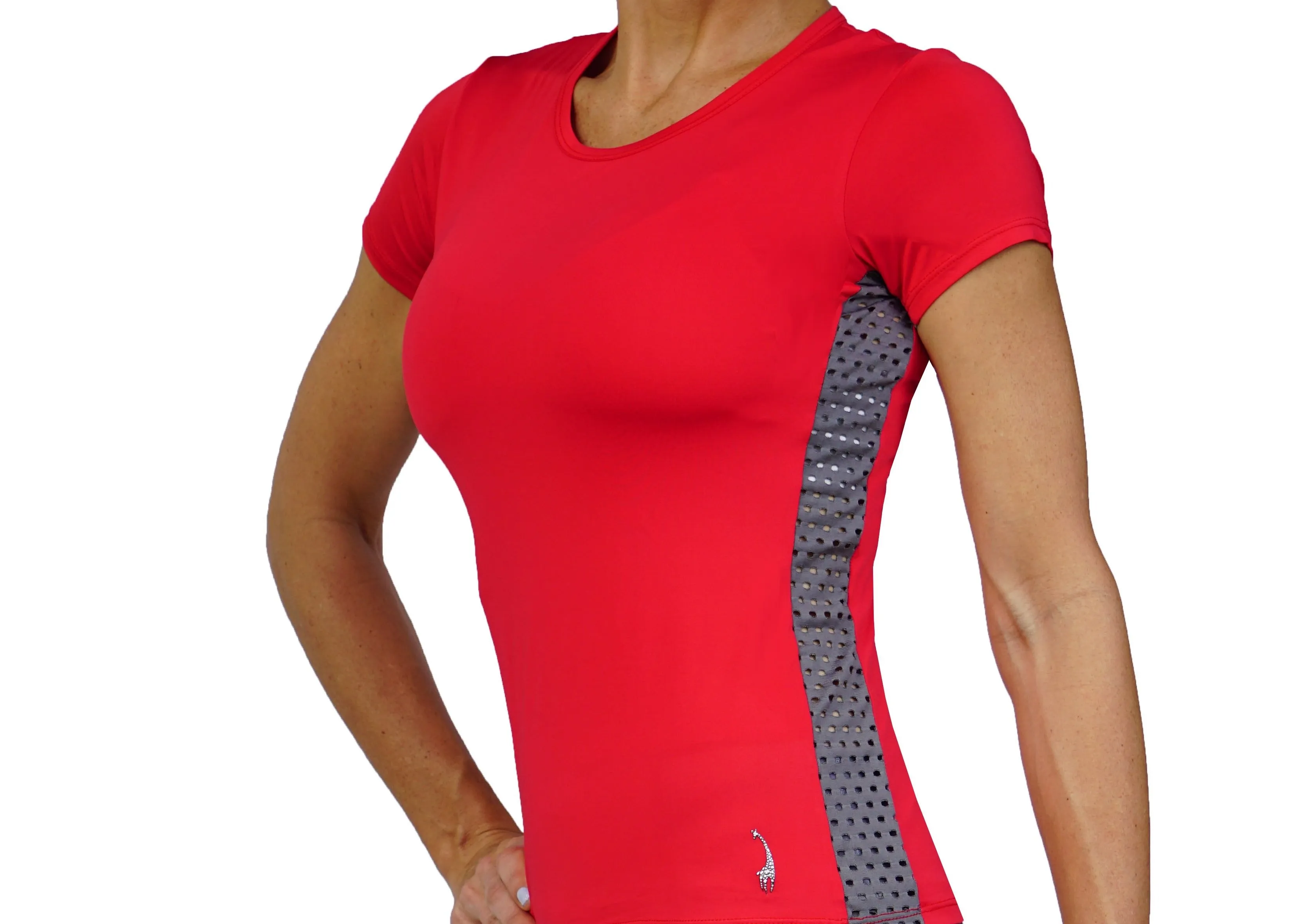 Red Modern Mesh Short Sleeves