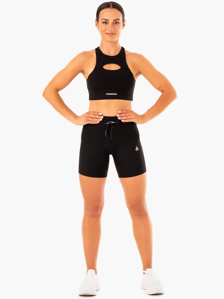 REPLAY HIGH WAISTED SHORTS BLACK