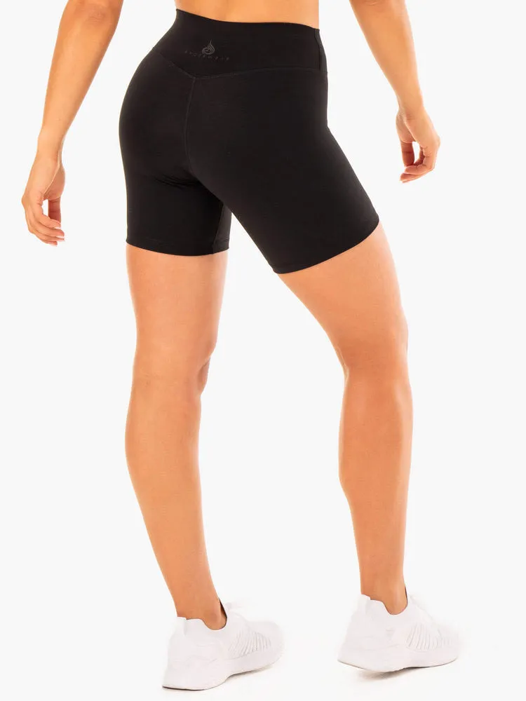 REPLAY HIGH WAISTED SHORTS BLACK