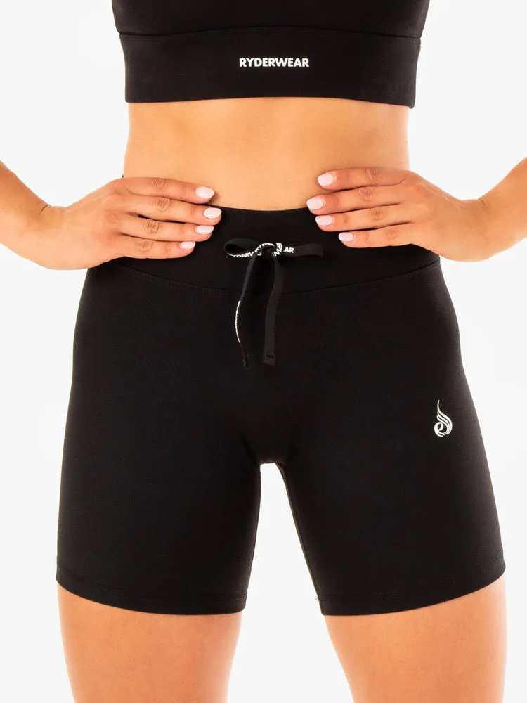 REPLAY HIGH WAISTED SHORTS BLACK