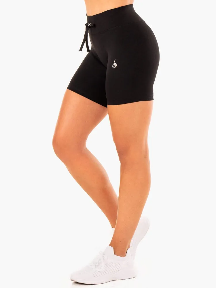 REPLAY HIGH WAISTED SHORTS BLACK