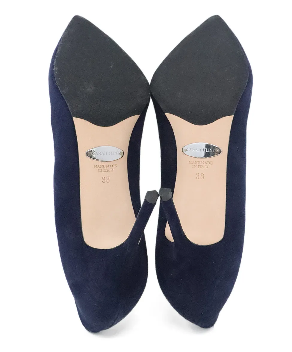 Sarah Flint Navy Suede Heels sz 8