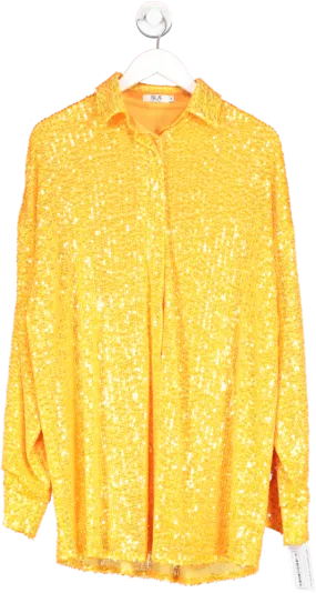 SLA the label Orange The Ibiza Sequin Shirt Dress UK M