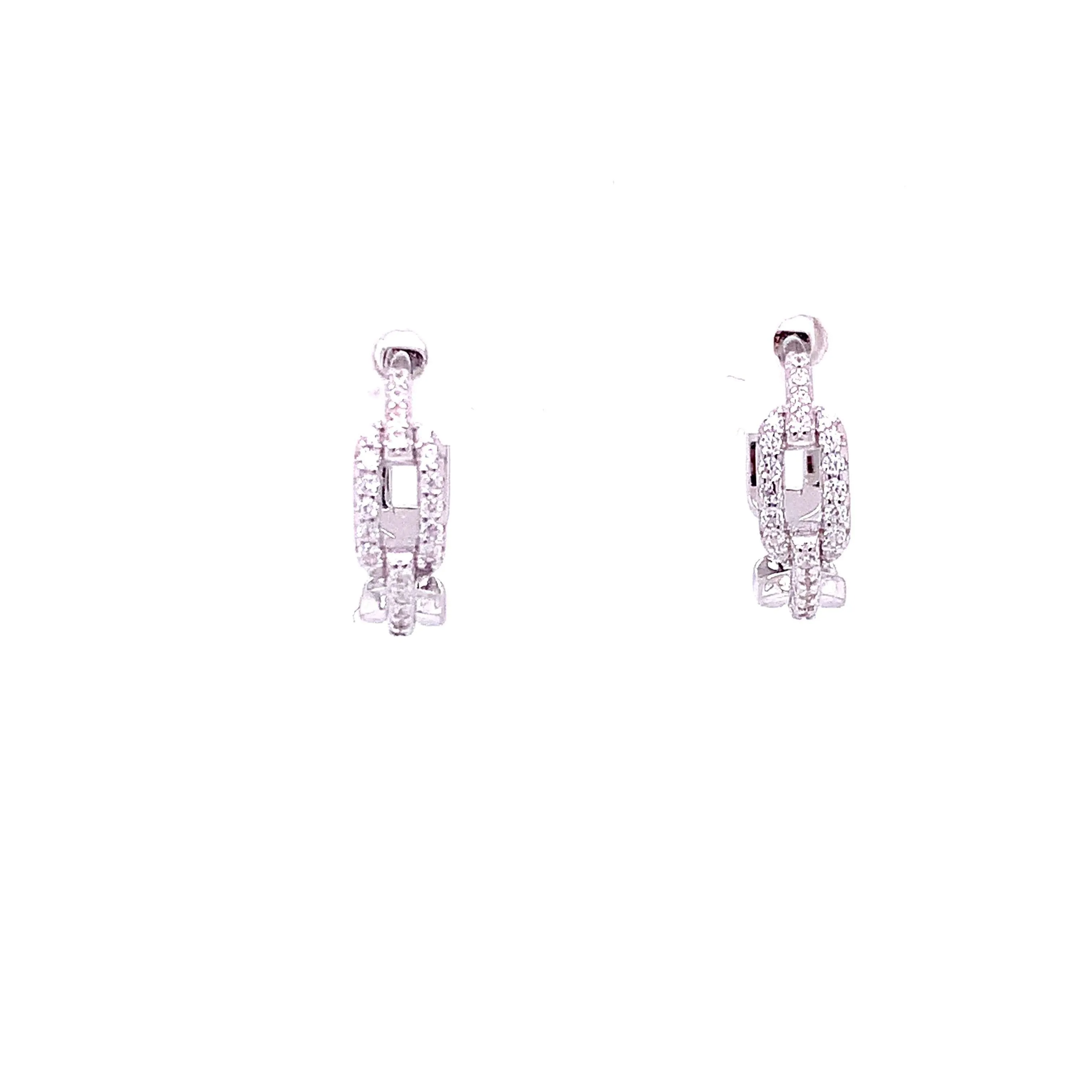 Small Paperclip Link Pave Earring