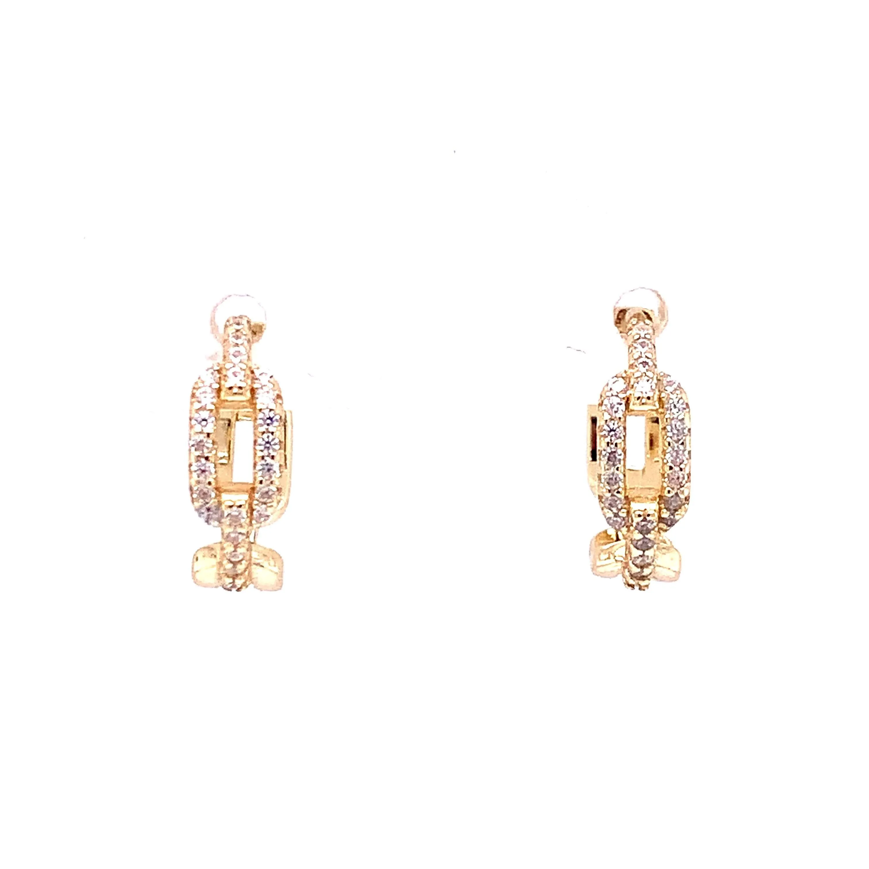 Small Paperclip Link Pave Earring