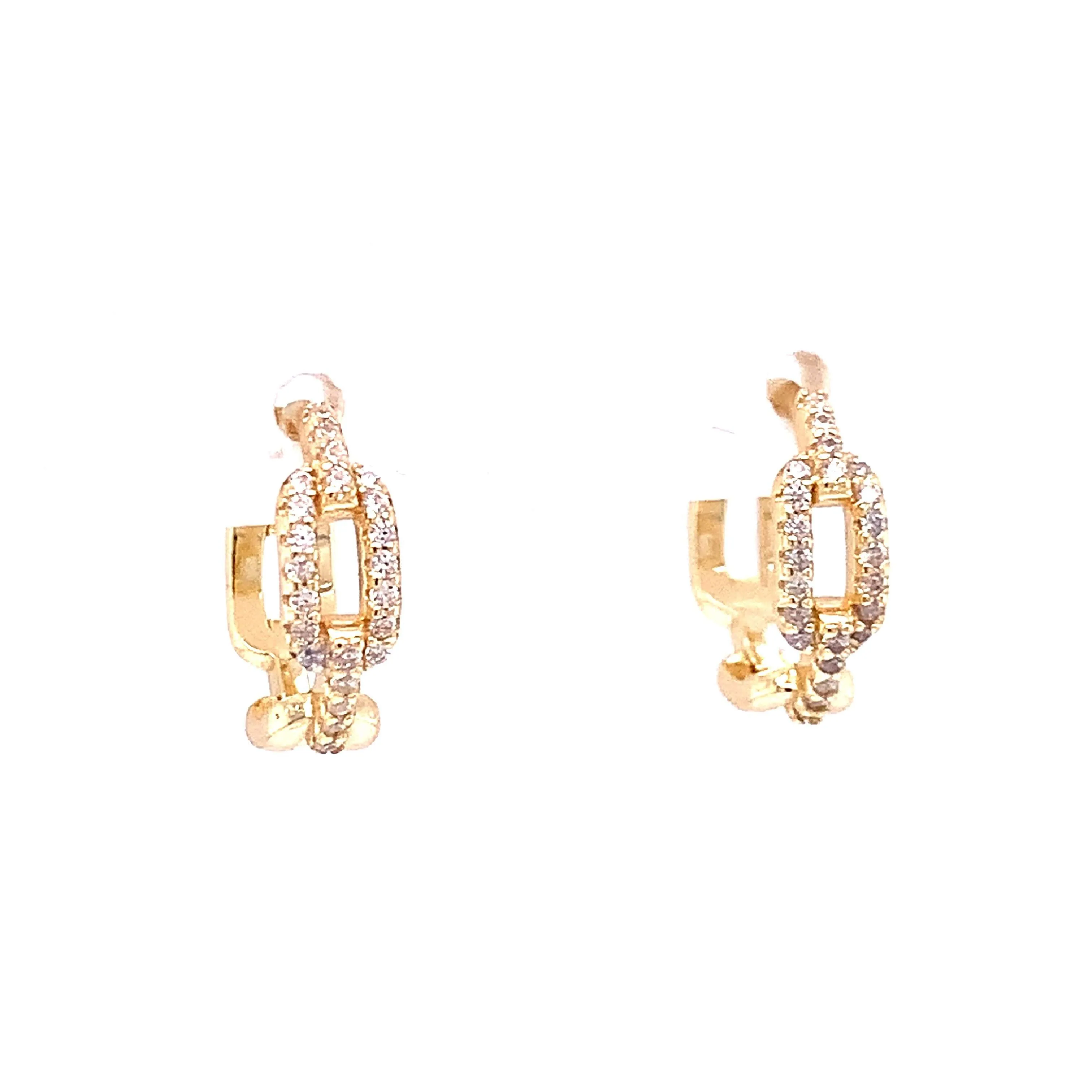 Small Paperclip Link Pave Earring