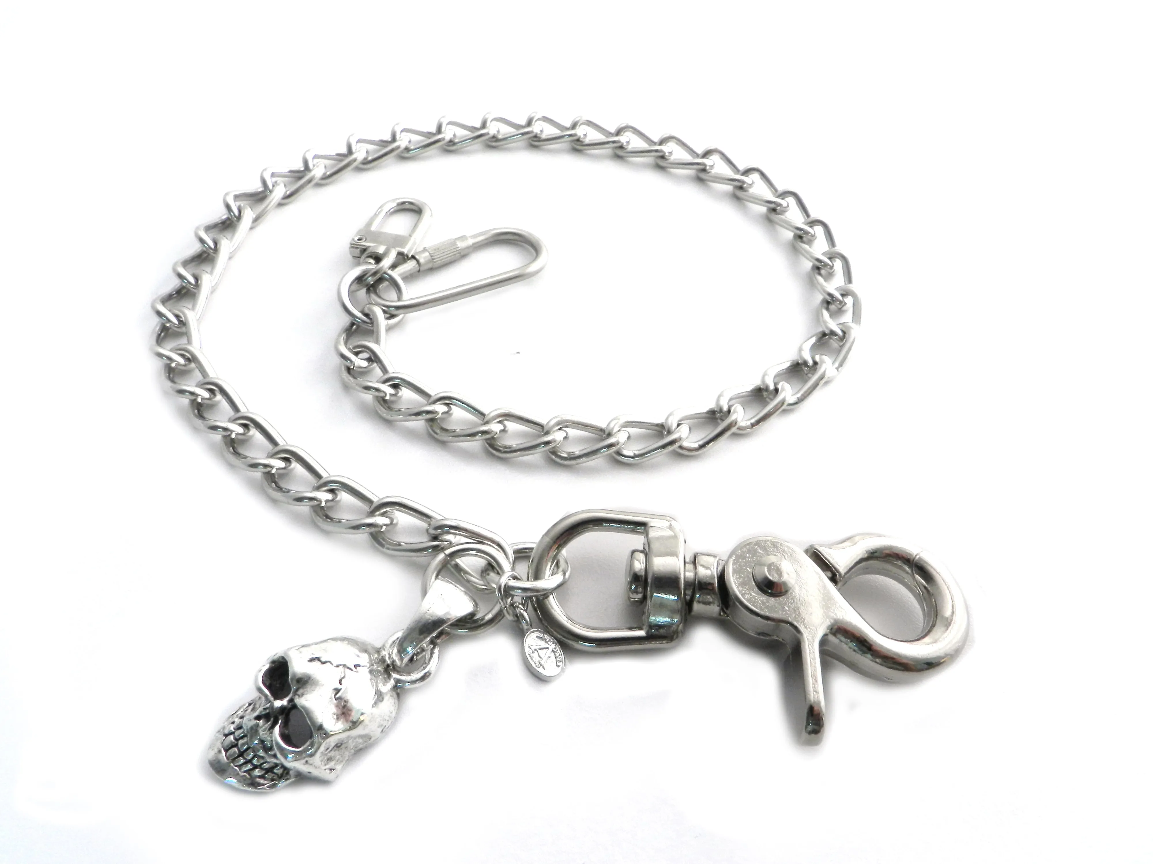 Splicer Chrome Skull Pendant XL Wallet Chain 16"