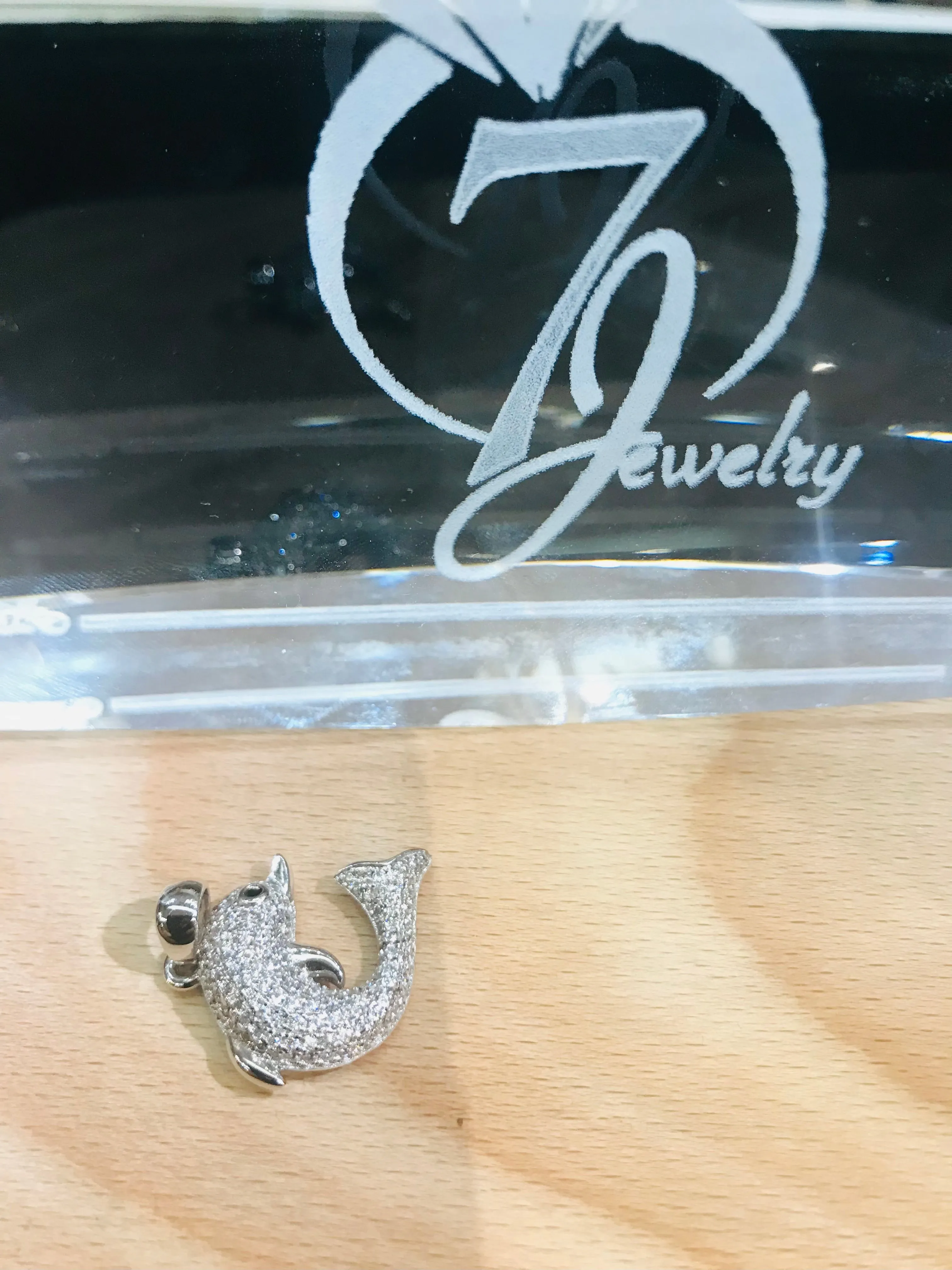 Sterling Silver cute lucky dolphin Pendant cubic zirconia stones