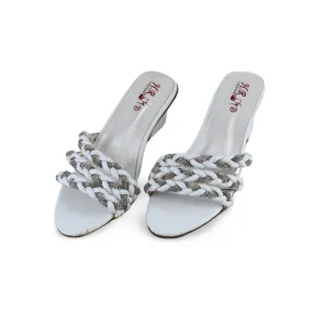 Stylish Women's Rhinestone Braided Strap Heeled Sandals