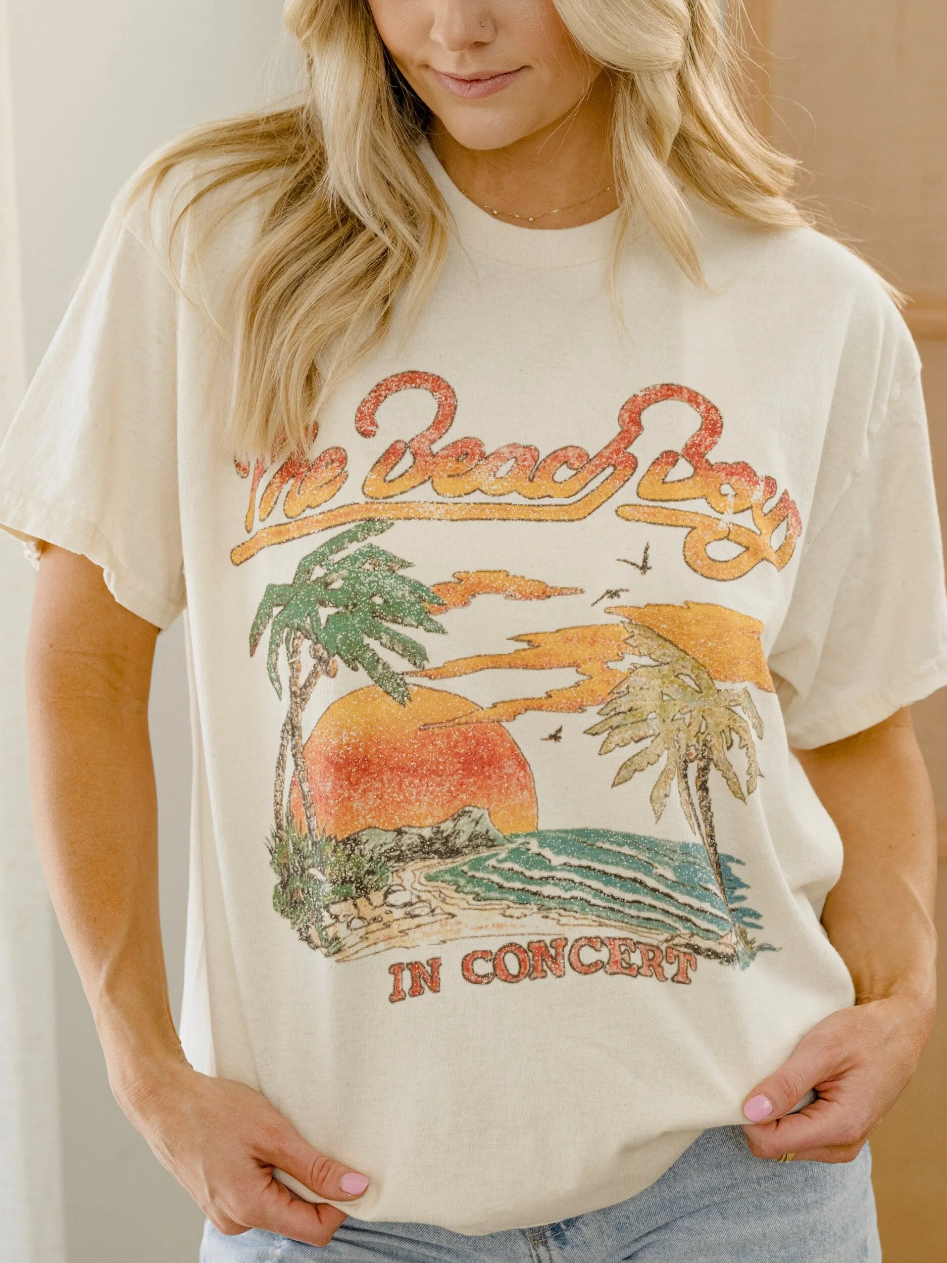 The Beach Boys In Concert Off White Thrifted Tee