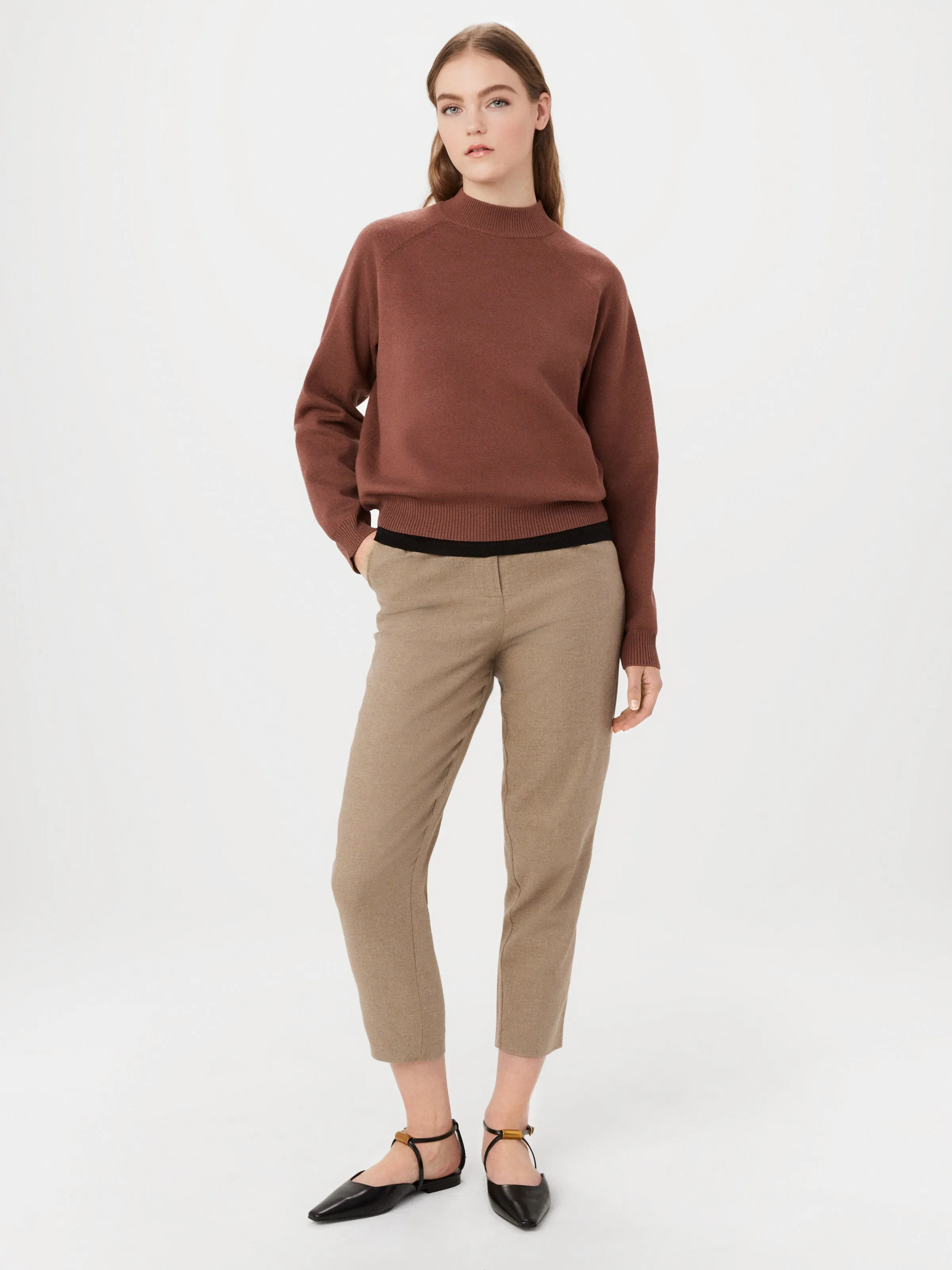 The Compact Mock Neck Sweater in Chestnut