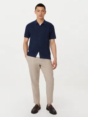 The Herringbone Button Up Polo in Blue