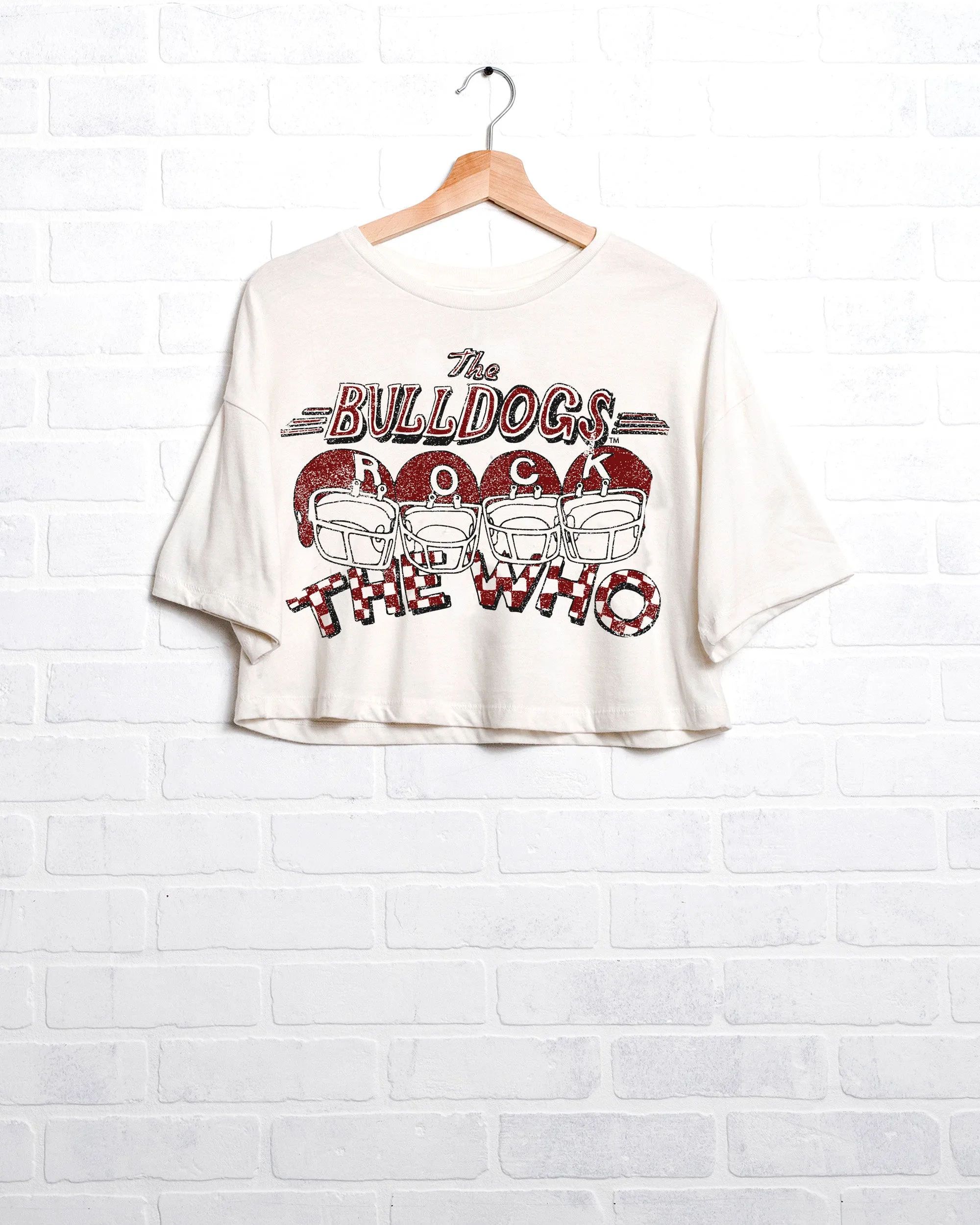 The Who MSU Bulldogs Rock White Cropped Tee