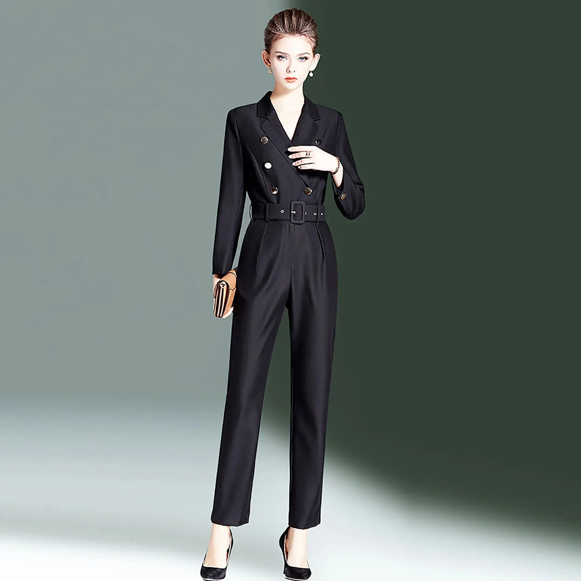 Women's Formal Jumpsuit,Black Jumpsuit,White Jumpsuit women,Long sleeve Rompers,Wedding Jumpsuit,Office Lady Jumpsuit,Black Suit Pants