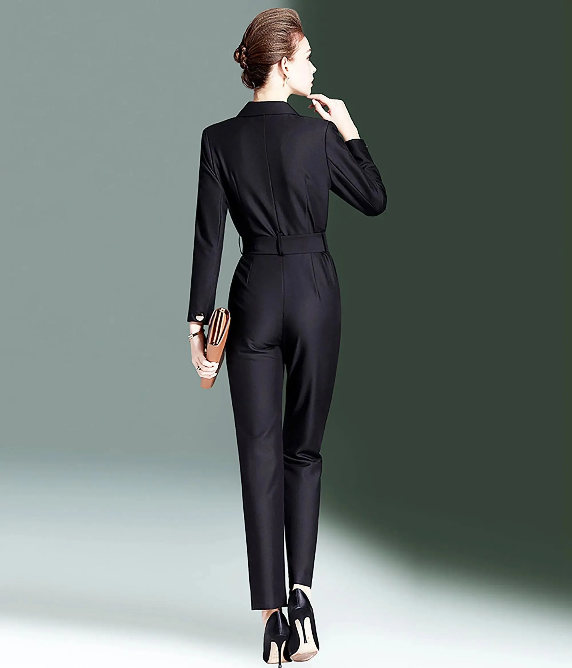 Women's Formal Jumpsuit,Black Jumpsuit,White Jumpsuit women,Long sleeve Rompers,Wedding Jumpsuit,Office Lady Jumpsuit,Black Suit Pants