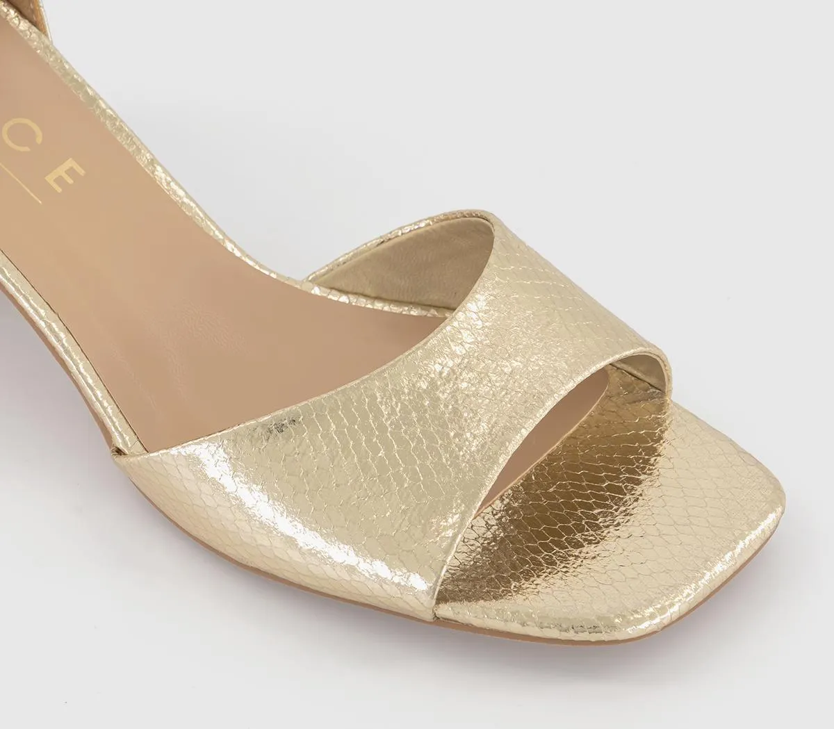 Womens Office Minimal  Two Part Block Heel Sandals Gold