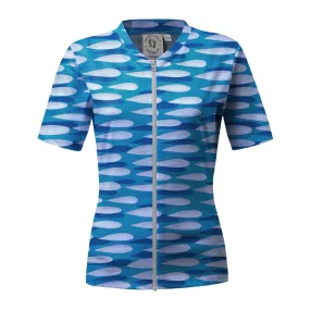 Womens Sardines Under The Wharf Short Sleeve Zip Rashie