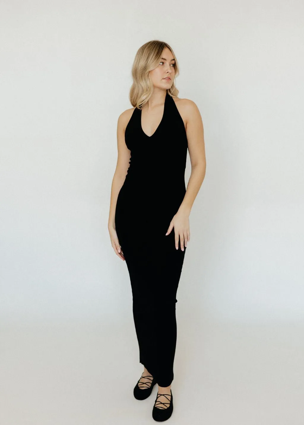 Éterne Halter Maxi Dress in Black