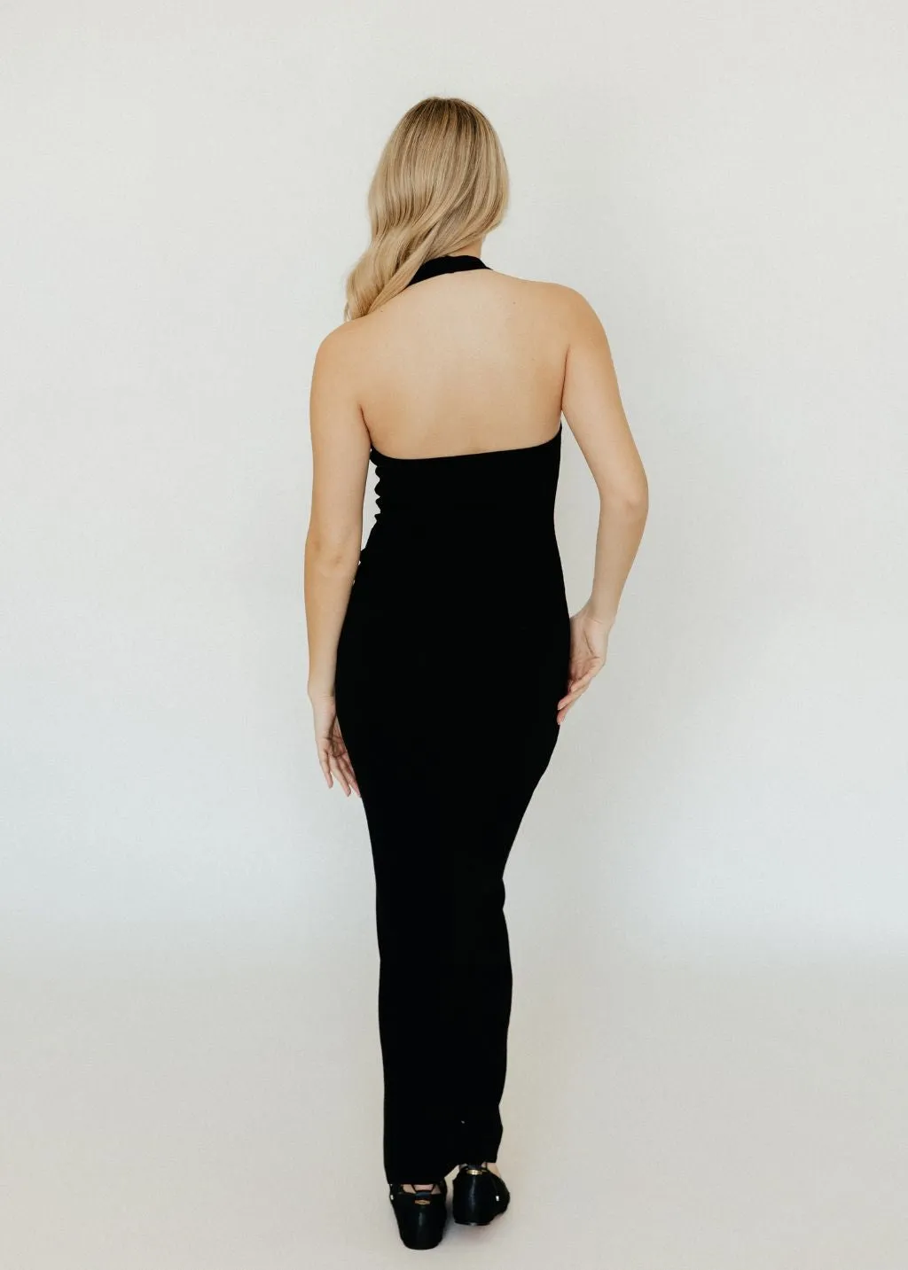 Éterne Halter Maxi Dress in Black